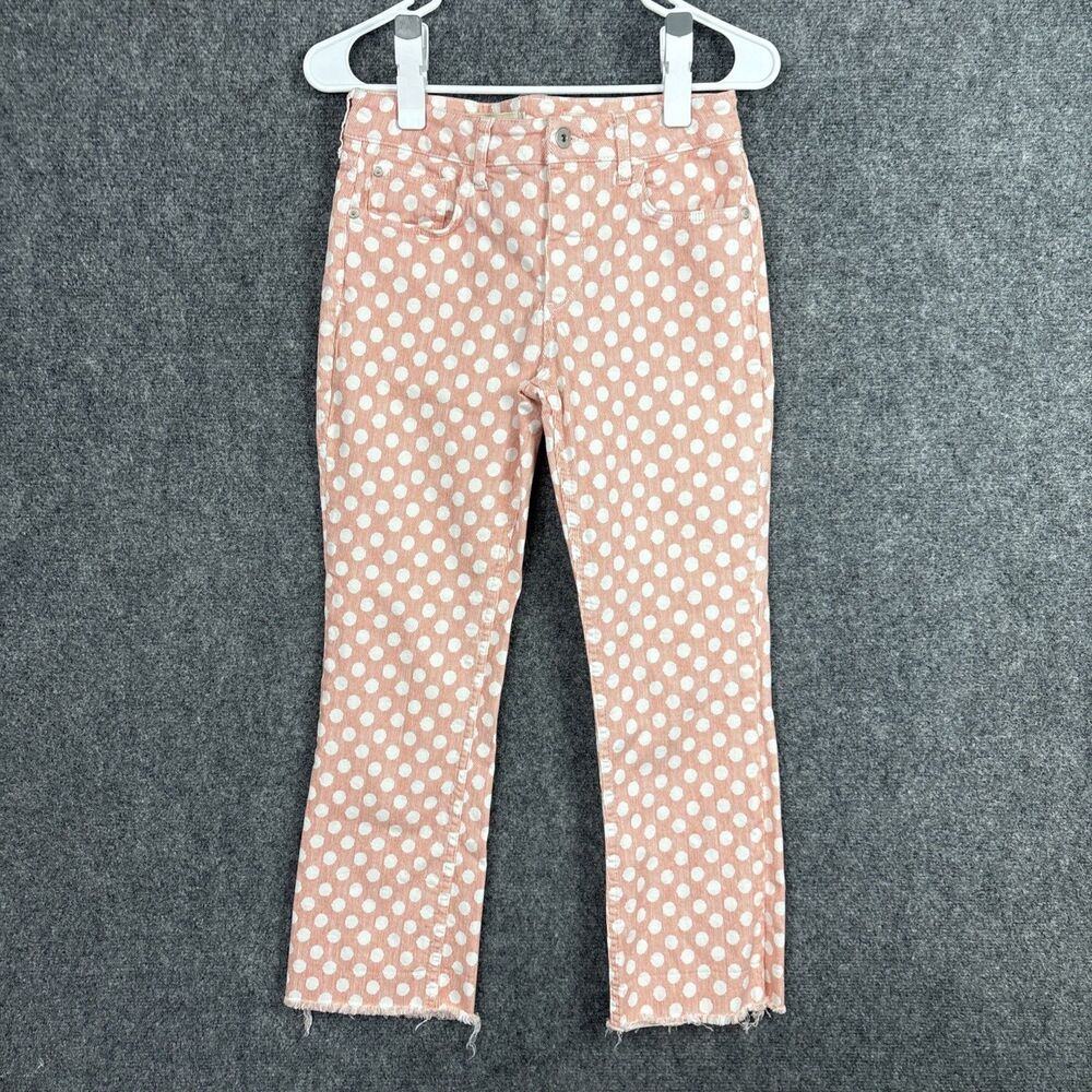 Pilcro Pants Womens Size 28 Orange Polka Dot Bootcut Preppy Southern